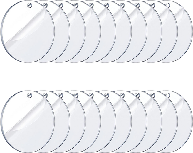 코히모 미술 공예 DIY 타공형 아크릴판 4W061 두께 2mm x 지름 50mm, 투명, 20개