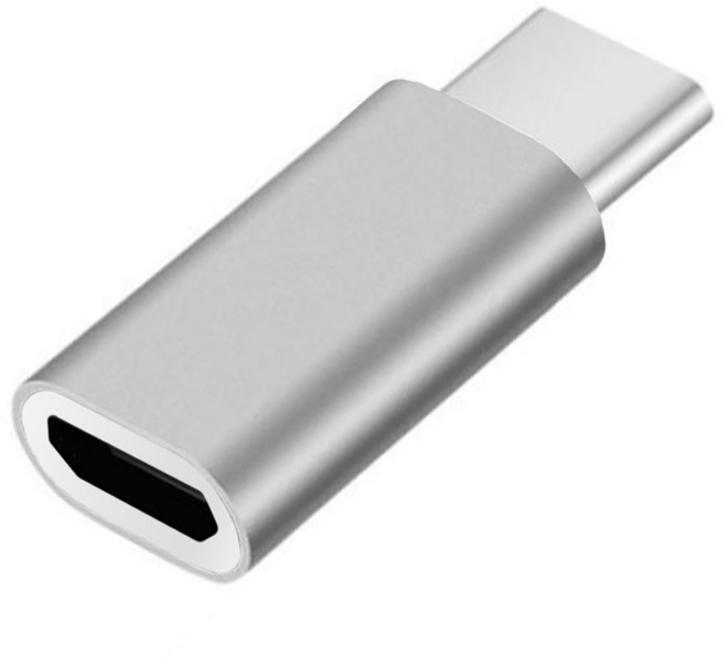 UniSync USB3.1/Type-C轉Micro USB母OTG鋁合金轉接頭, 2.4cm, 銀色, 2個