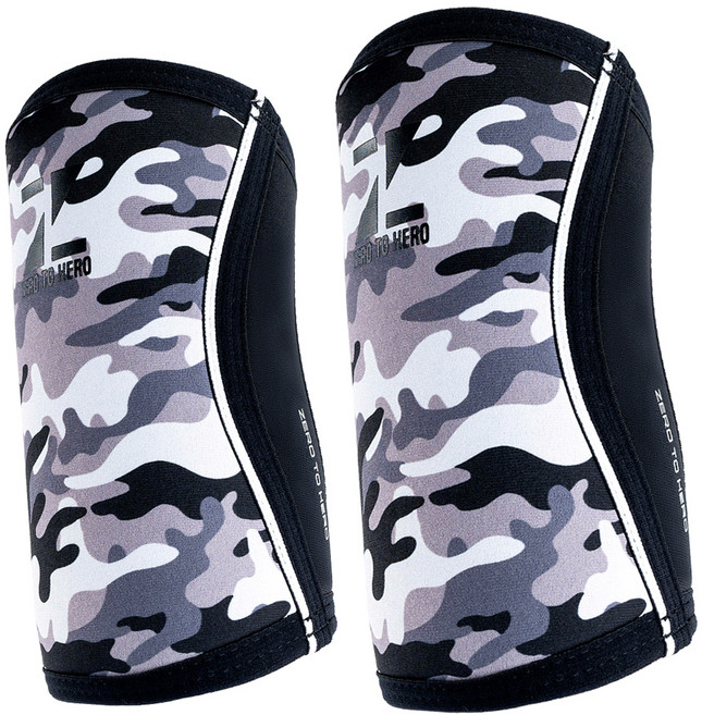 제로투히어로 네오프렌 팔꿈치보호대 5mm 세트, 그레이 카모, 1개