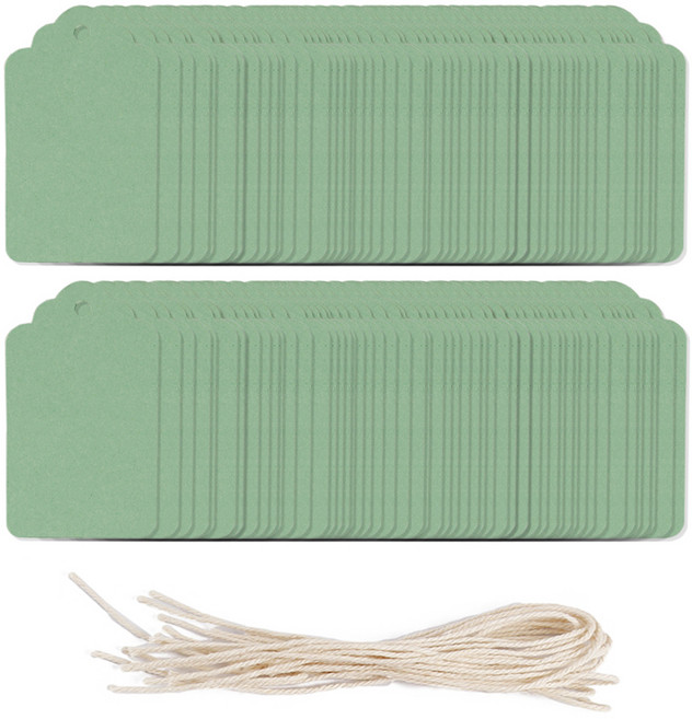 코히모 종이 마카롱 라벨택 직 택종이 200p + 고리 200p 세트 4W137, 그린, 1세트