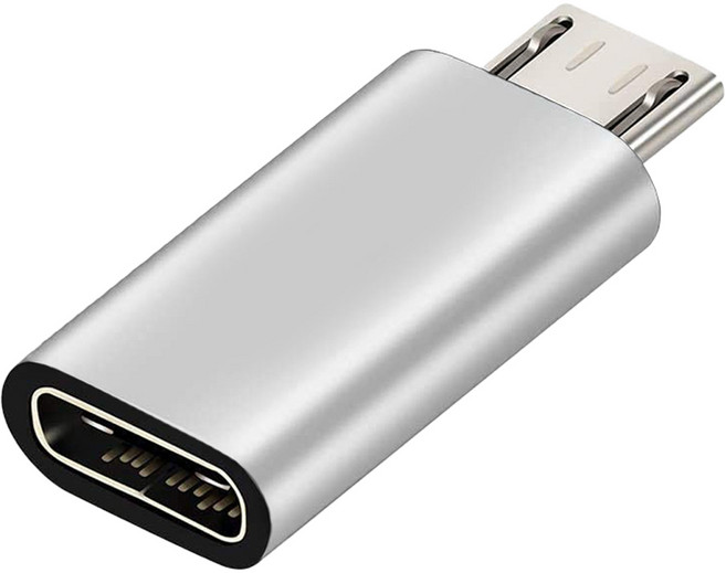 UniSync USB3.1/Type-C母-Micro USB公OTG鋁合金轉接頭, 銀色, 2個, 27mm