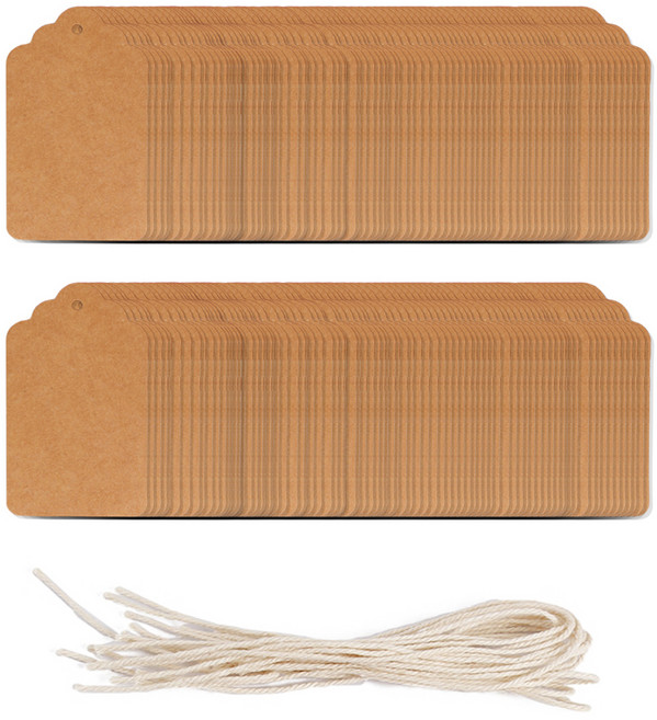 코히모 종이 마카롱 라벨택 직 택종이 200p + 고리 200p 세트 4W137, 브라운, 1세트