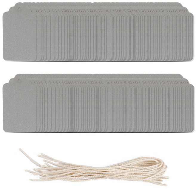 코히모 종이 마카롱 라벨택 직 택종이 200p + 고리 200p 세트 4W137, 실버, 1세트