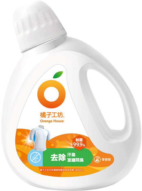 Orange House 橘子工坊 天然濃縮制菌去味洗衣精, 1.8L, 1瓶