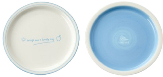 모던하우스 ON L 키노 레터링 뱁새 접시 세트 D19, 1세트, 접시 2종, 화이트 + 블루