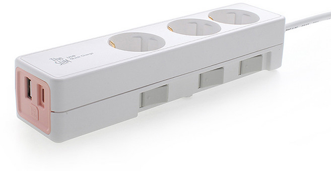 더슬림 개별형 USB 멀티탭 3구 SY-SB3 USB CT, 1.5m, 화이트, 1개