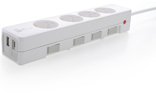 더슬림 개별형 USB 멀티탭 4구 SY-SB4 USB CT, 3m, 화이트, 1개