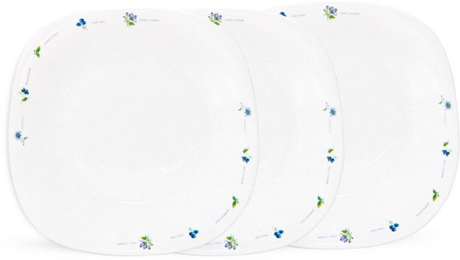 바칠레 유로피안 카모마일 사각소접시, 화이트, 3개