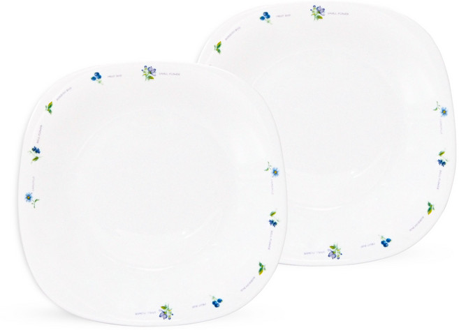 바칠레 유로피안 카모마일 사각소접시, 화이트, 2개