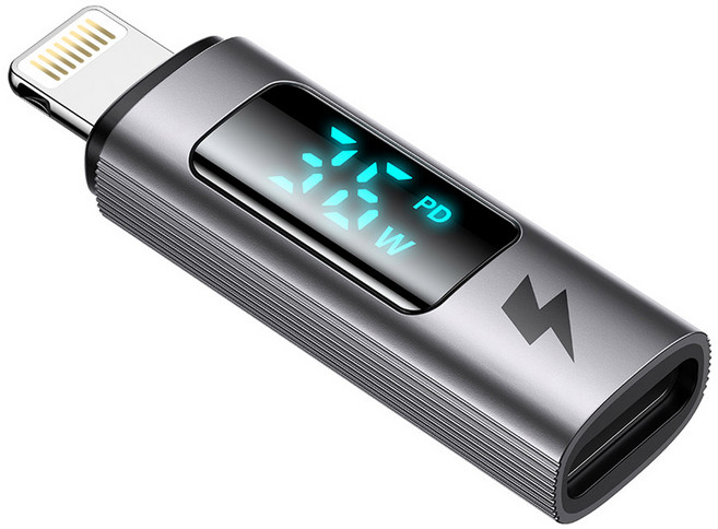 맥도도 충전속도 디스플레이 C타입-8핀 젠더, 블랙, 1개, 37.7mm