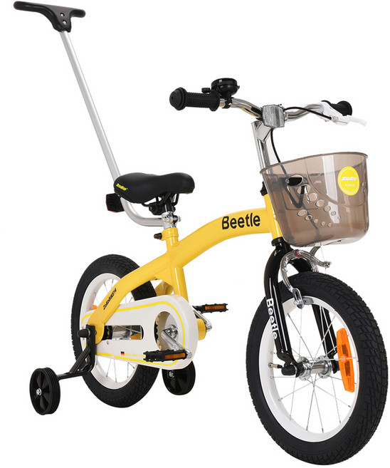 조코 아동용 비틀 체인자전거 + 보호자밀대 세트, 옐로우, 102cm, 1개