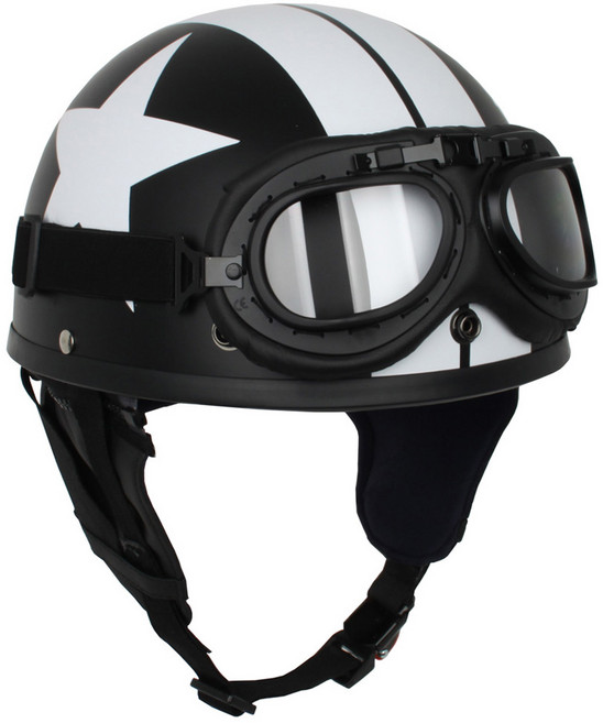 SONIX 어반 스타일 오토바이 전동킥보드 고글모 헬멧, 무광 + 화이트별