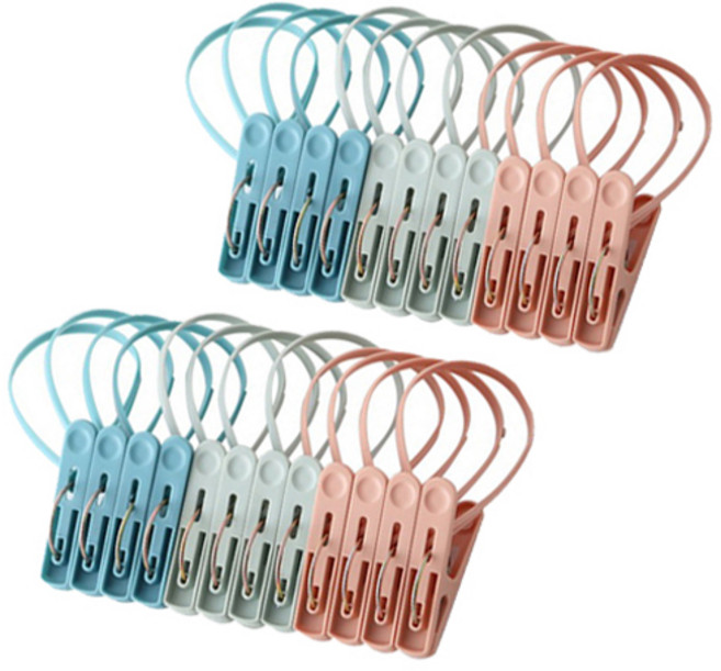 꼬사 고리형 빨래집게 3종, 혼합, 24개
