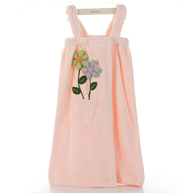 데이소이 플라워 포인트 샤워 가운 75 x 136 cm, 핑크, 1개