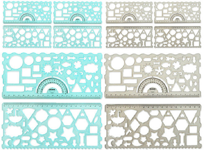 미소로 1000 모양자 하늘 2종 x 3p + 회색 2종 x 3p 세트 1195, 하늘, 회색, 1세트