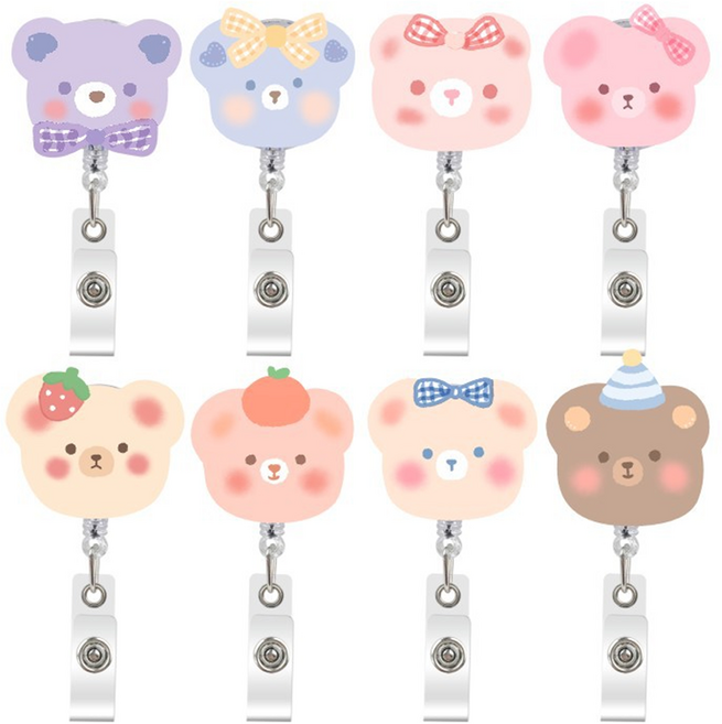 코히모 테이프걸이 캐릭터 사원증 클립형 릴홀더 8종 세트 4W109, 혼합색상, 1세트