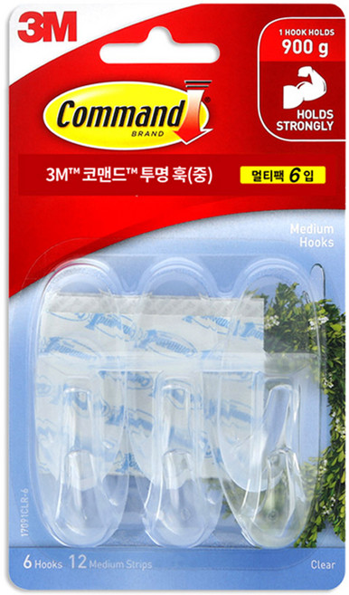 코맨드 훅 멀티팩 중 6p, 투명, 1개