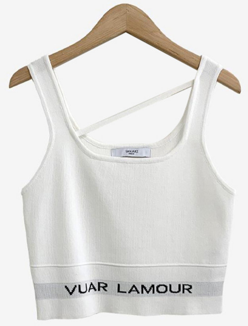 반에이크 여성용 사선 영문 니트 나시