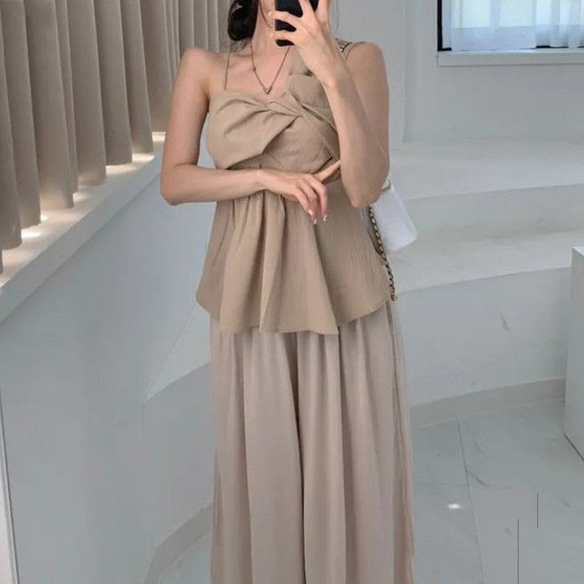 ViVEMO 不對稱抓皺扭結無袖罩衫 06940