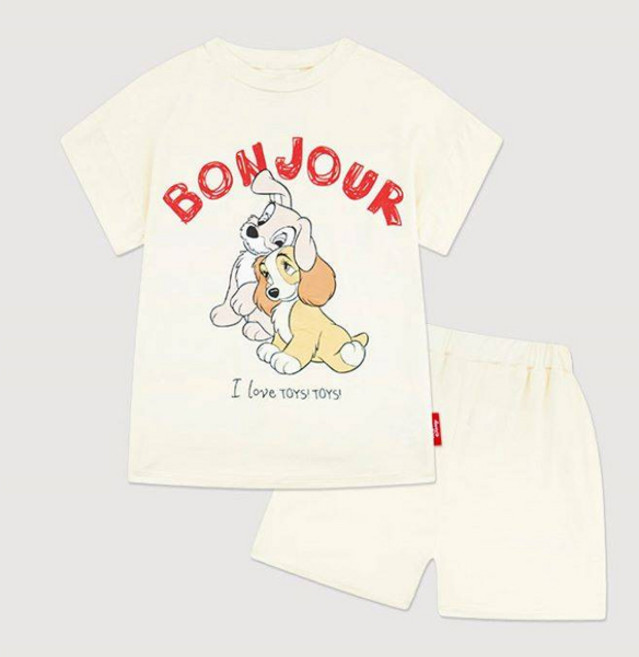 밀크마일로로 디즈니 아동용 냉감 레이디와트램프 꽁냥 실내 상하의 세트