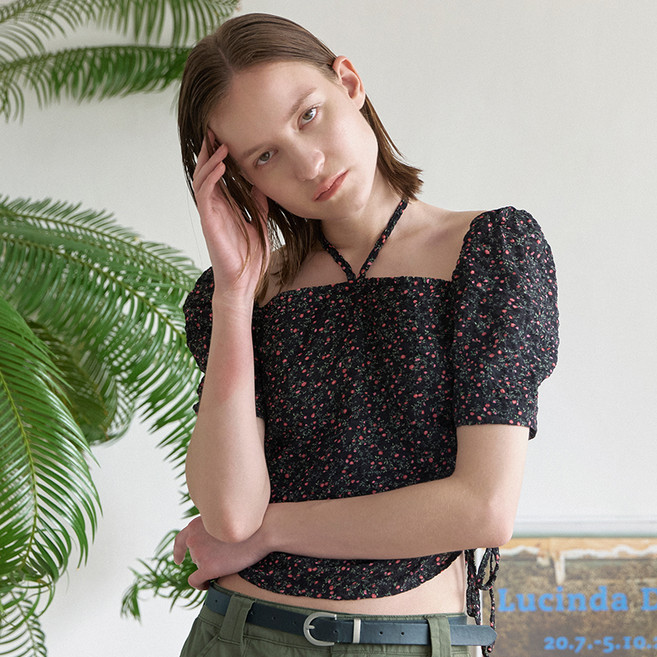 아틀리에나인 로즈 퍼프 셔링 블라우스 BL-4236