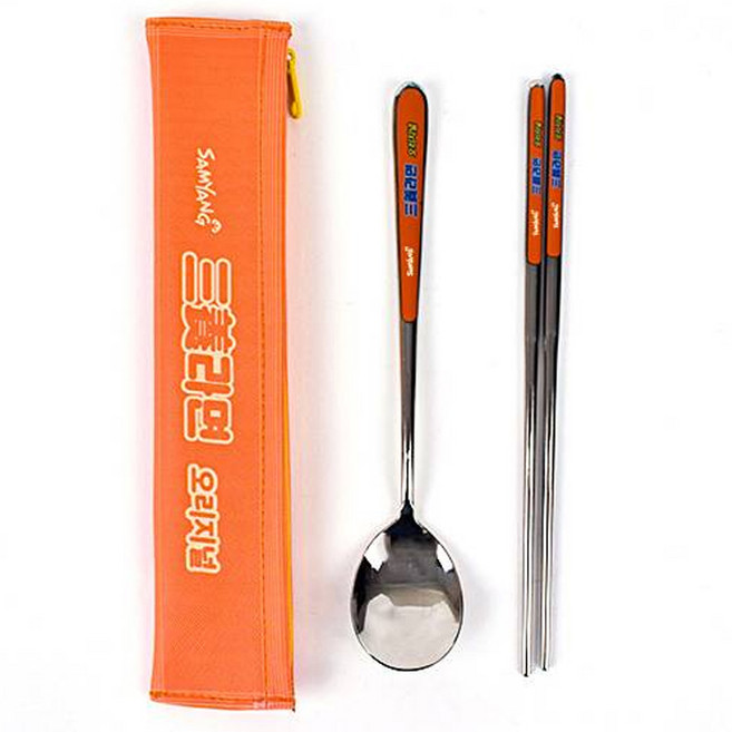 릴팡 삼양라면 시그니처 수저집 성인 진공 수저 세트, 혼합색상, 케이스 + 스푼 + 젓가락, 1세트