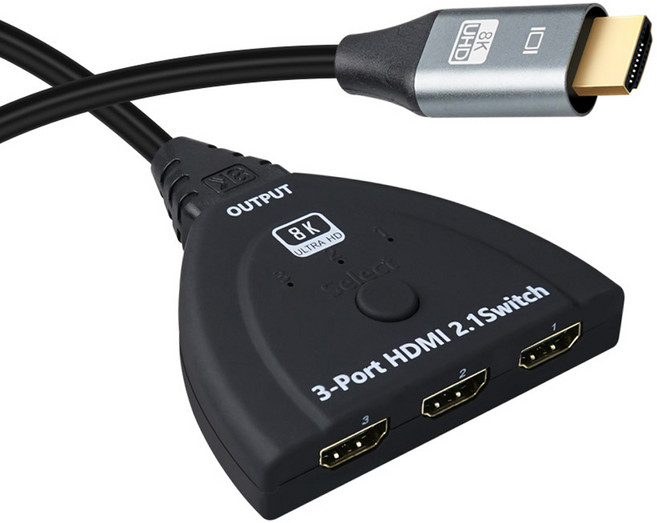 컴스 3포트 HDMI 2.1 선택기 8K60Hz 4K120Hz TV VRR HBR 지원 모니터 스위치, OU937, 1개