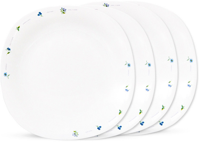 바칠레 유로피안 카모마일 사각대접시, 화이트, 4개