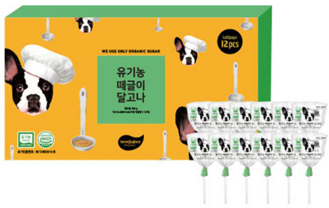 떼르드글라스 유기농 인증 떼글이 달고나 캔디 12p, 180g, 1개