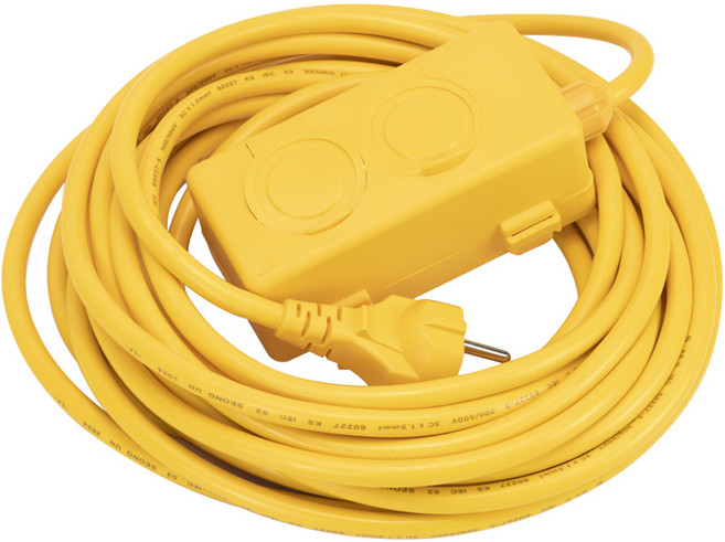 원스탑 고용량 연장선 2구 HJM-YJS162, 5m, 황색, 1개