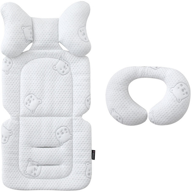 마니또 유아용 듀라론 아이스 냉감 쿨시트 + 목베개 세트, 01 베어, 1세트