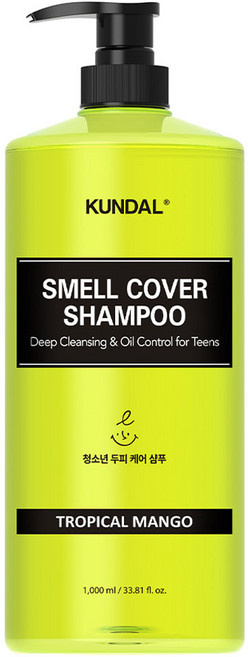 쿤달 올데이 스멜커버 청소년 샴푸 트로피컬 망고향, 1L, 1개