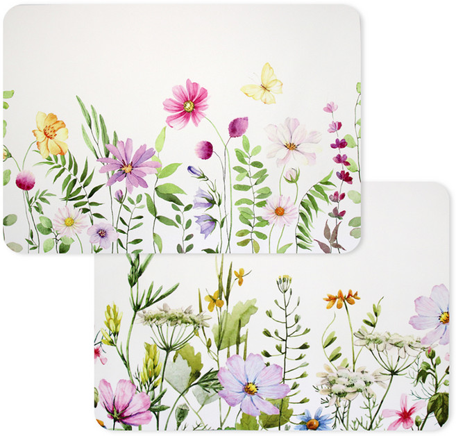 유하우스 플라워 가든 식탁매트 2종 세트, 혼합색상, 43 x 30 cm, 1세트
