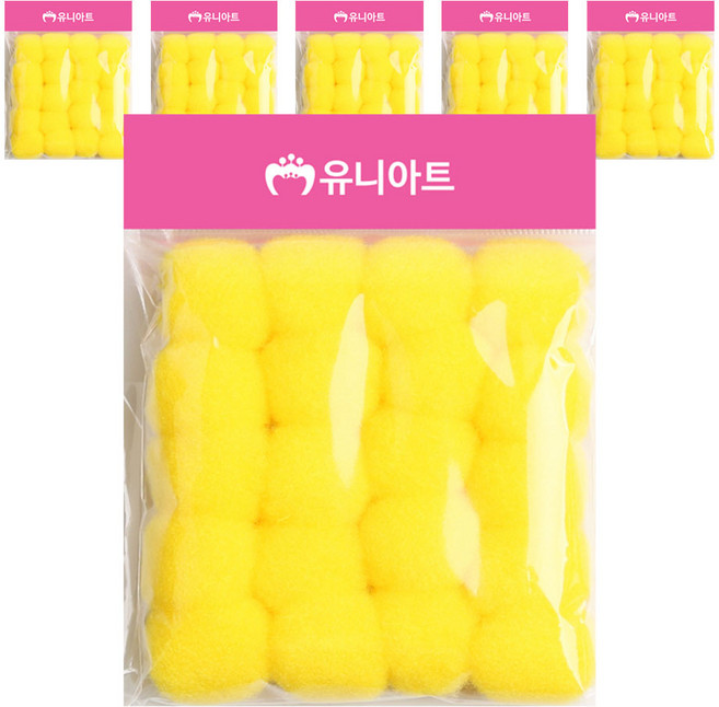 유니아트 1000 퐁퐁 30mm, 노랑, 6개