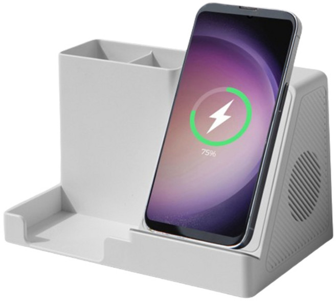 ALIO 바운스 멀티 Qi 고속 무선 충전 거치 펜꽂이 블루투스 스피커, 1개