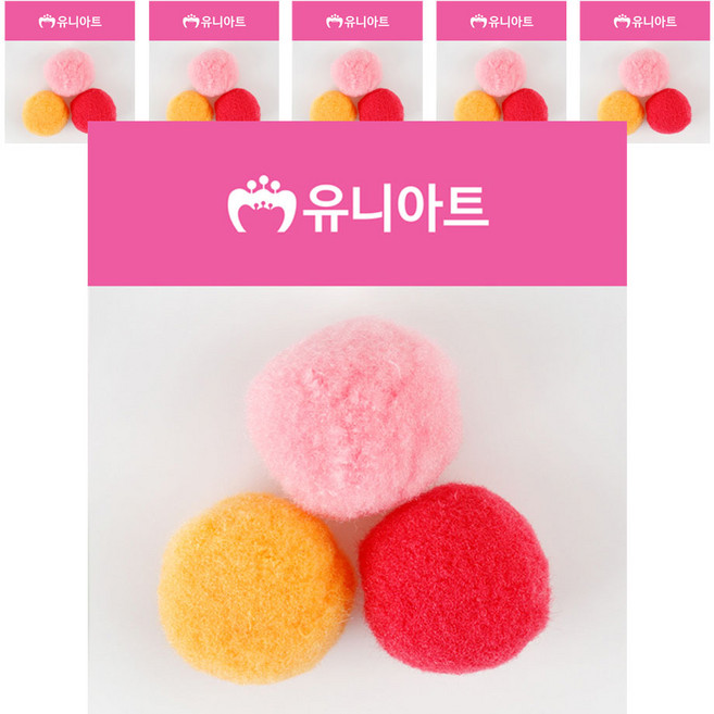 유니아트 1000 퐁퐁 50mm, 혼합색상, 6개