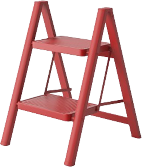 코끼리리빙 가정용 접이식 사다리 A11 2단 레드, 1개