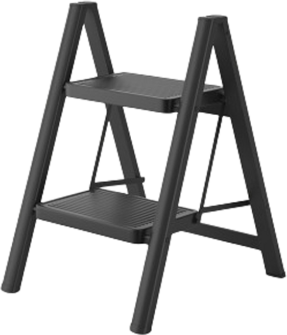 코끼리리빙 가정용 접이식 사다리 A11 2단 블랙, 1개