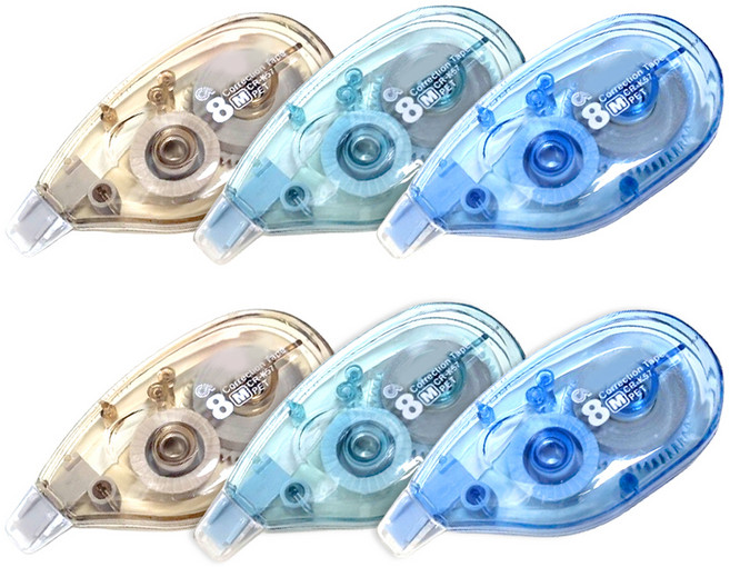 다다 Side Grip 수정테이프 8m, 민트 + 브라운 + 블루, 6개