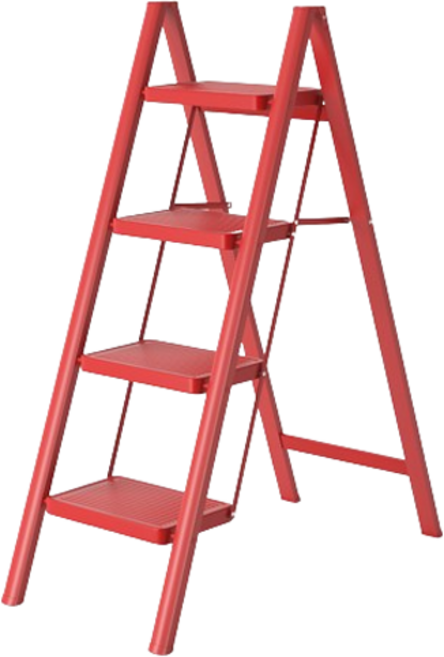 코끼리리빙 가정용 접이식 사다리 A11 4단 레드 KLA 3976, 1개