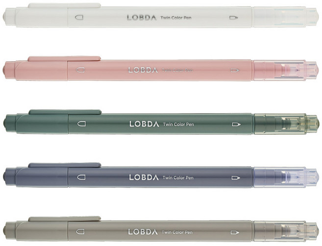 롭다 트윈 컬러 펜 5종 세트, 혼합색상, 5개입
