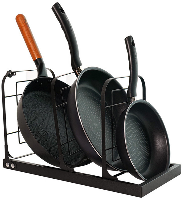 르메이드 높이조절 다용도 냄비 후라이팬 정리대 230 x 270 x 430 mm, 3단, 블랙