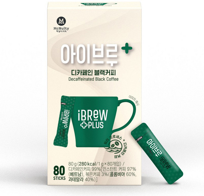 아이브루 플러스 디카페인 블랙커피, 1g, 80개입, 1개