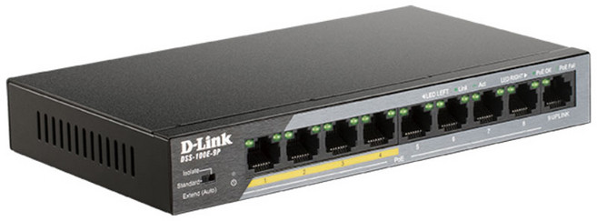 D-Link 友訊科技 8埠 PoE + 1埠交換式集線器, DSS-100E-9P