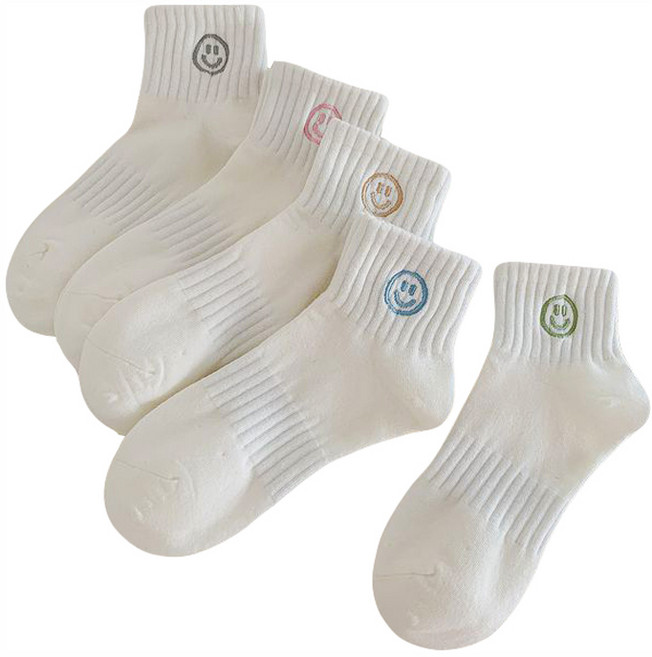 여성용 양말 솜사탕스마일 5족 세트