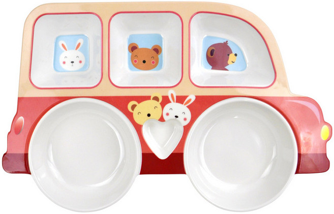부릉 유아용 붕붕 버스 멜라민 5구 식판, 혼합색상, 1개, 단품