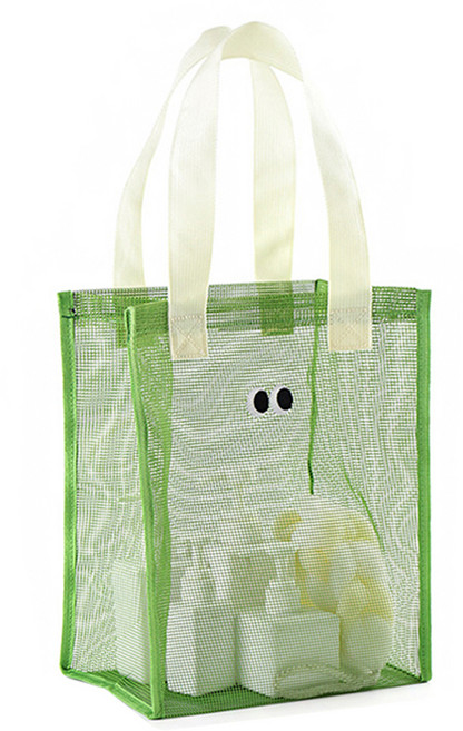 뷰레이터닷컴 너츠 눈알 매쉬 수영가방, 그린