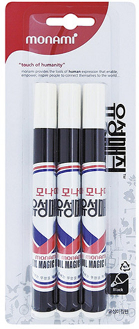 모나미 유성매직 3본, 흑색, 3개입
