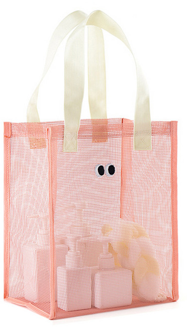 뷰레이터닷컴 너츠 눈알 매쉬 수영가방, 핑크