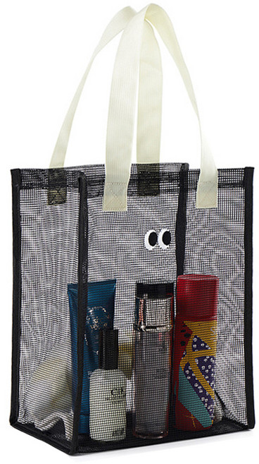 뷰레이터닷컴 너츠 눈알 매쉬 수영가방, 블랙